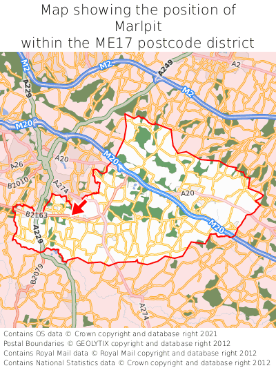 Map showing location of Marlpit within ME17