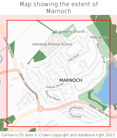 Map showing extent of Marnoch as bounding box