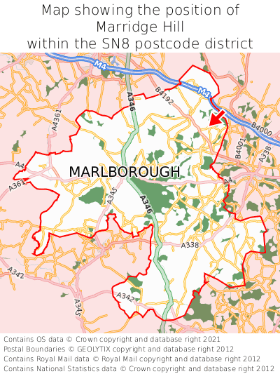 Map showing location of Marridge Hill within SN8