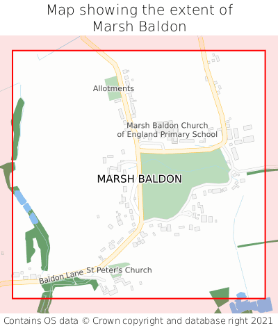 Map showing extent of Marsh Baldon as bounding box