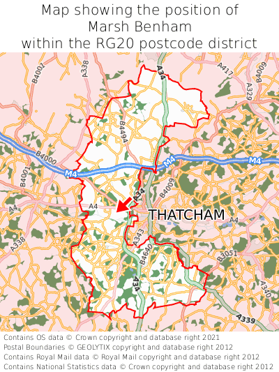 Map showing location of Marsh Benham within RG20