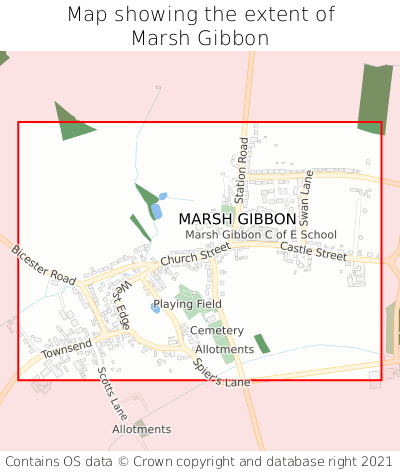 Map showing extent of Marsh Gibbon as bounding box