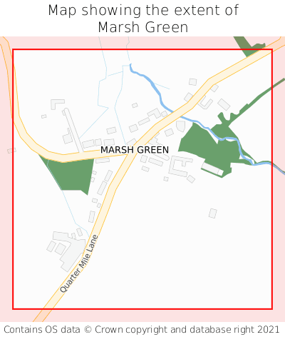 Map showing extent of Marsh Green as bounding box