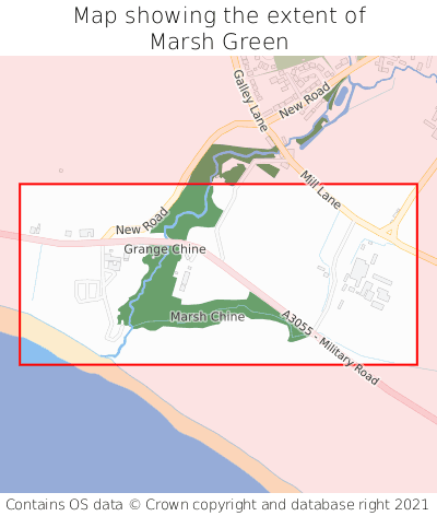 Map showing extent of Marsh Green as bounding box