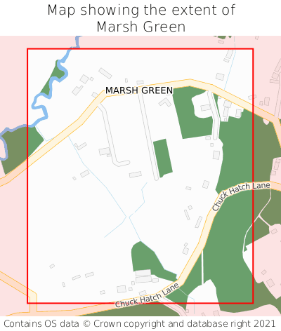 Map showing extent of Marsh Green as bounding box