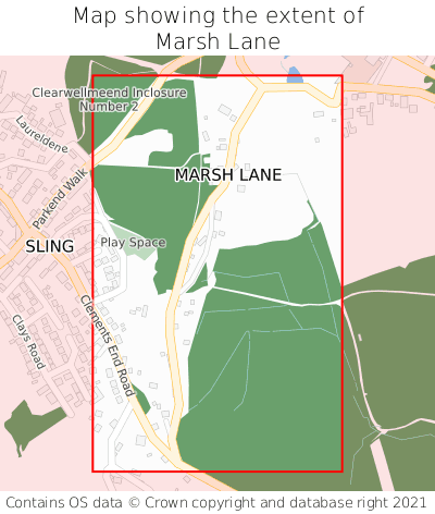Map showing extent of Marsh Lane as bounding box