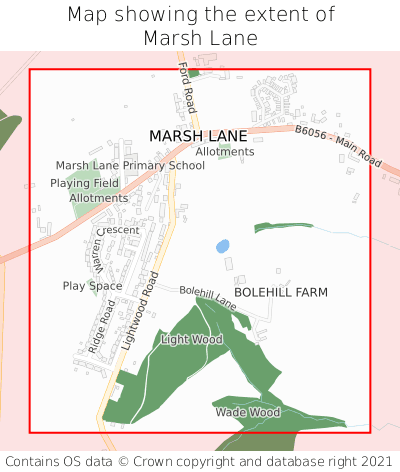 Map showing extent of Marsh Lane as bounding box