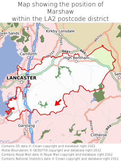 Map showing location of Marshaw within LA2