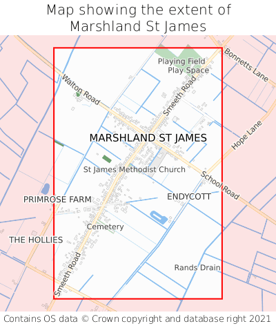 Map showing extent of Marshland St James as bounding box