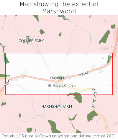 Map showing extent of Marshwood as bounding box