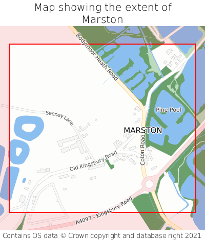 Map showing extent of Marston as bounding box