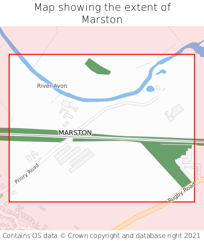 Map showing extent of Marston as bounding box