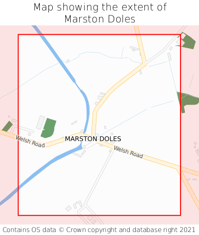 Map showing extent of Marston Doles as bounding box