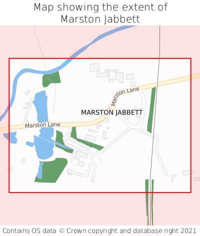 Map showing extent of Marston Jabbett as bounding box