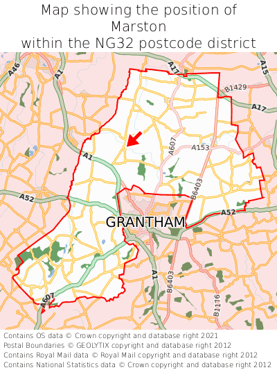 Map showing location of Marston within NG32