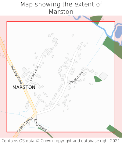 Map showing extent of Marston as bounding box