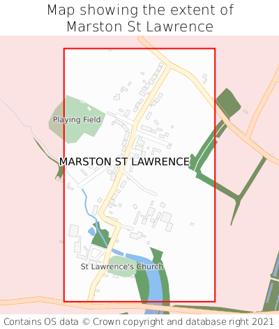 Map showing extent of Marston St Lawrence as bounding box