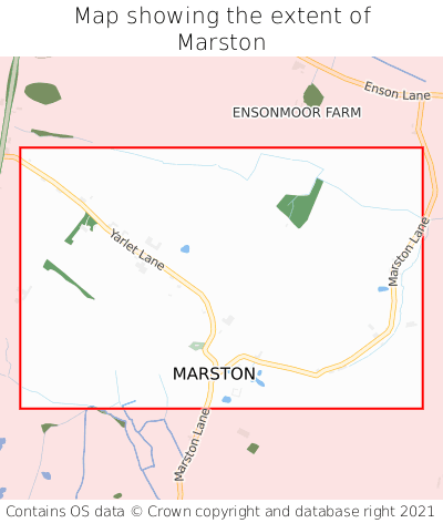 Map showing extent of Marston as bounding box