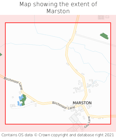 Map showing extent of Marston as bounding box