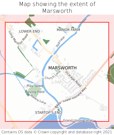 Map showing extent of Marsworth as bounding box