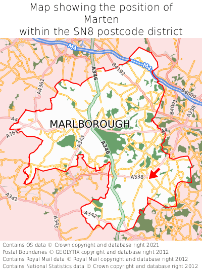 Map showing location of Marten within SN8