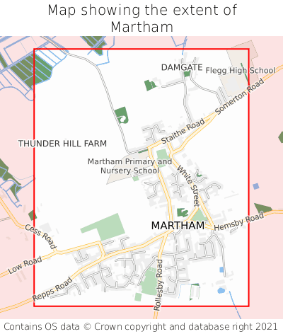 Map showing extent of Martham as bounding box
