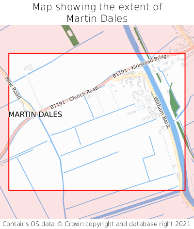 Map showing extent of Martin Dales as bounding box