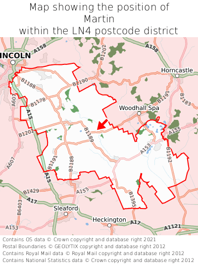 Map showing location of Martin within LN4