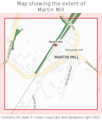 Map showing extent of Martin Mill as bounding box
