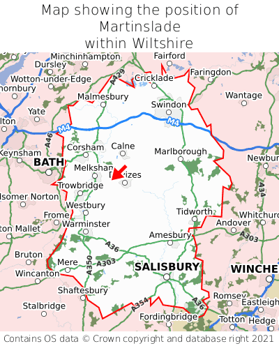 Map showing location of Martinslade within Wiltshire