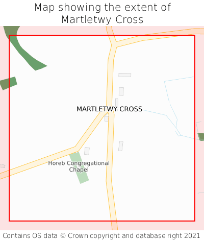 Map showing extent of Martletwy Cross as bounding box
