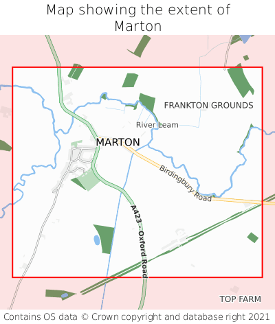Map showing extent of Marton as bounding box