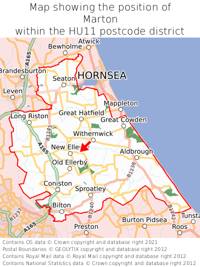 Map showing location of Marton within HU11