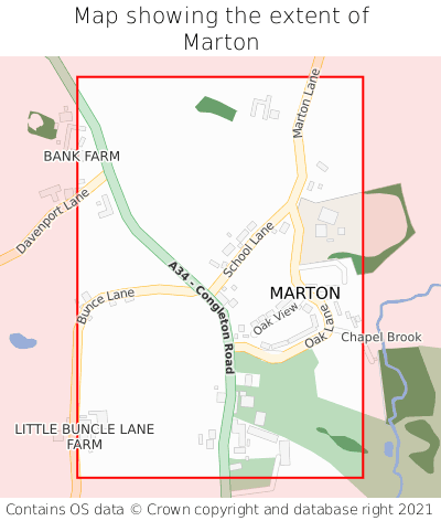 Map showing extent of Marton as bounding box