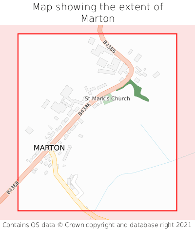 Map showing extent of Marton as bounding box