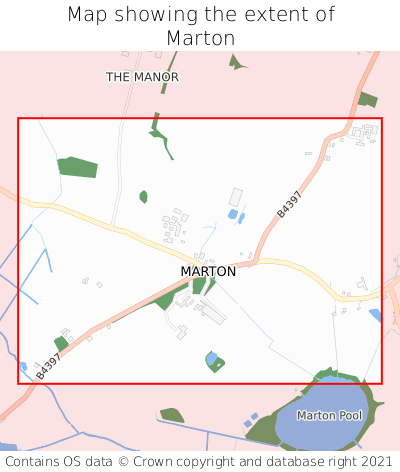 Map showing extent of Marton as bounding box