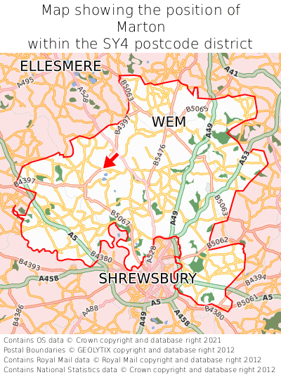 Map showing location of Marton within SY4