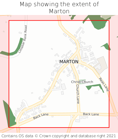 Map showing extent of Marton as bounding box