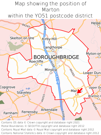 Map showing location of Marton within YO51