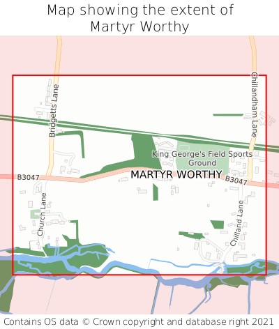 Map showing extent of Martyr Worthy as bounding box