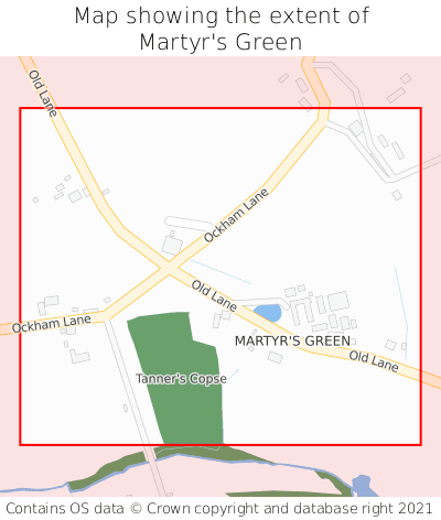 Map showing extent of Martyr's Green as bounding box