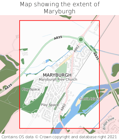 Map showing extent of Maryburgh as bounding box