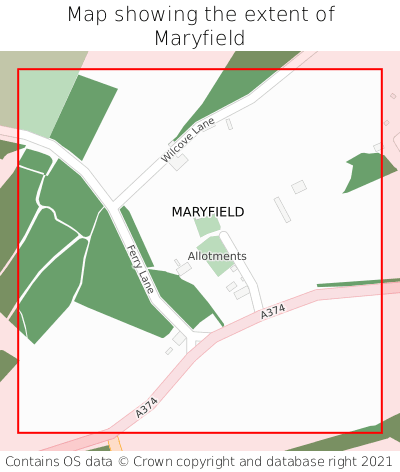 Map showing extent of Maryfield as bounding box