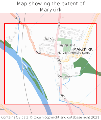 Map showing extent of Marykirk as bounding box