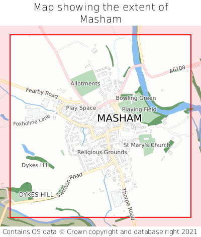 Map showing extent of Masham as bounding box