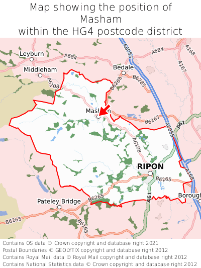 Map showing location of Masham within HG4