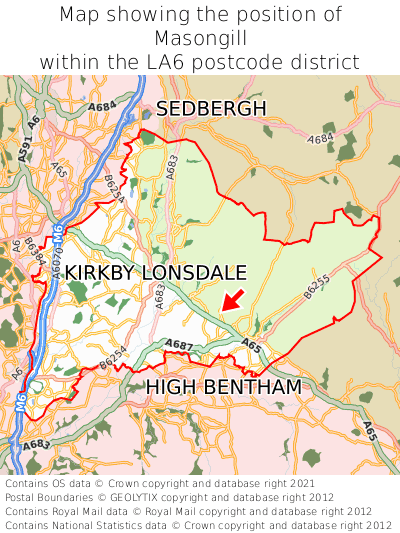 Map showing location of Masongill within LA6
