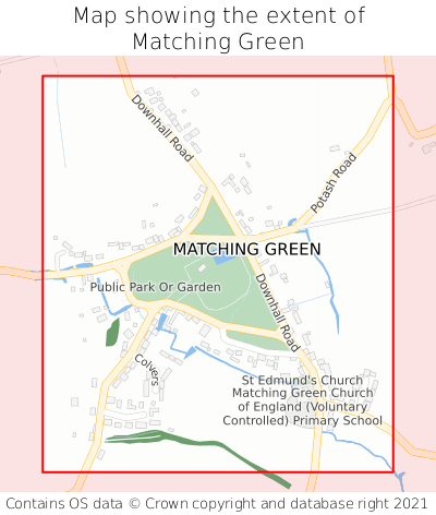 Map showing extent of Matching Green as bounding box