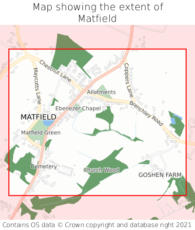 Map showing extent of Matfield as bounding box