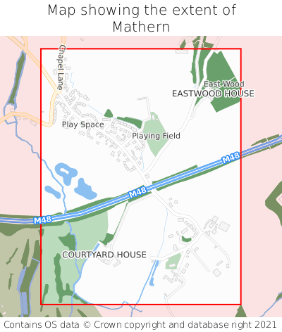 Map showing extent of Mathern as bounding box